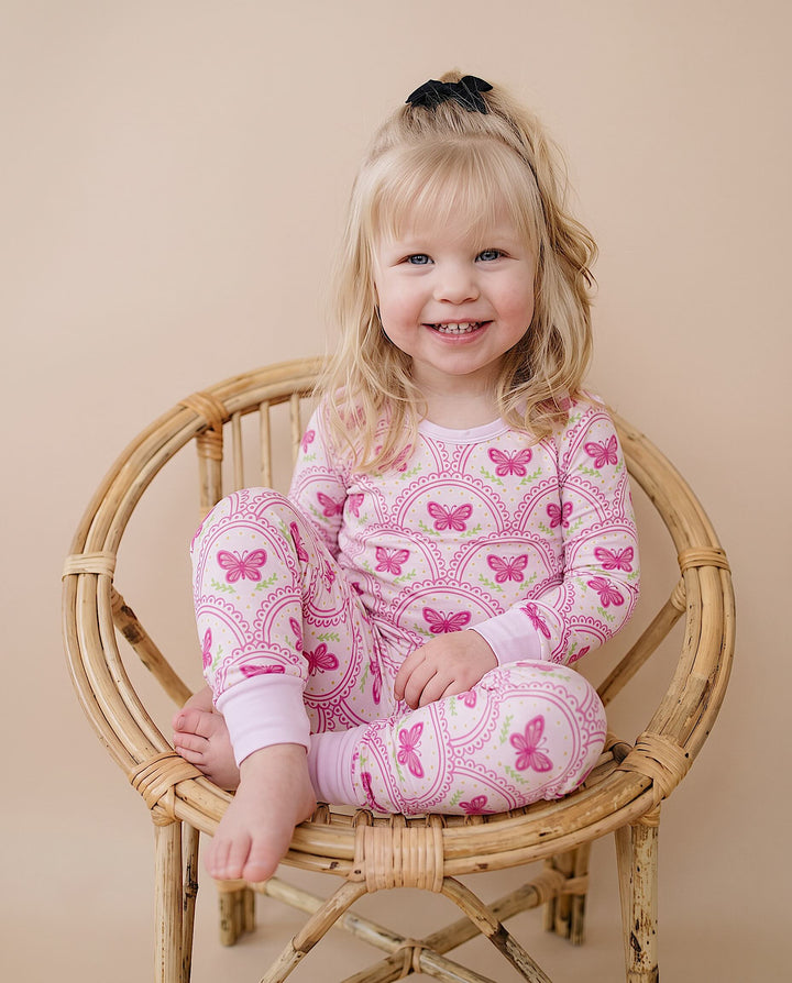 Bamboo Two Piece Set | Pink Butterfly