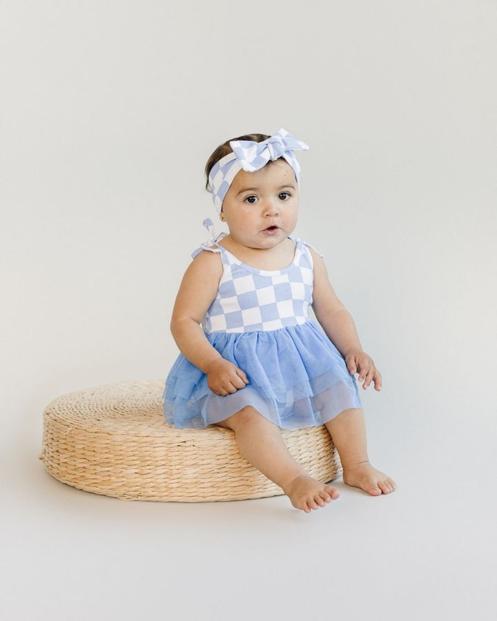 Checkered Headband | Blue - Headband - LUCKY PANDA KIDS