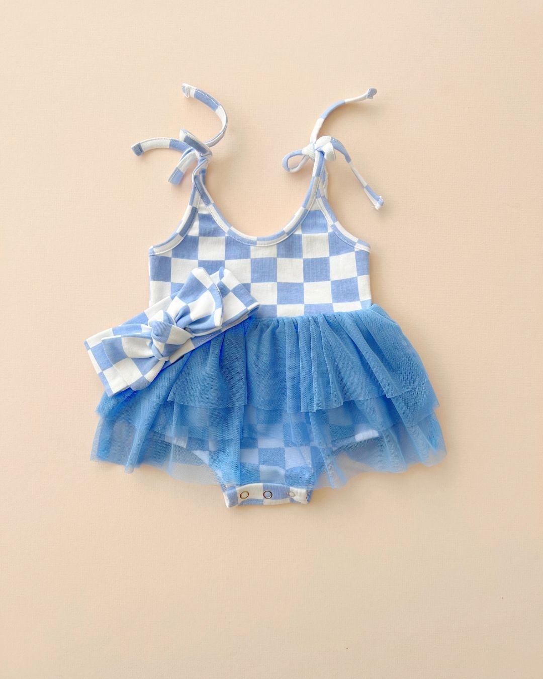 Checkered Headband | Blue - Headband - LUCKY PANDA KIDS