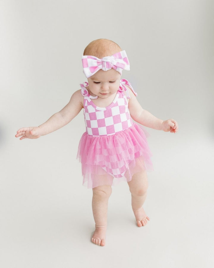 Checkered Headband | Bubble Gum - Headband - LUCKY PANDA KIDS