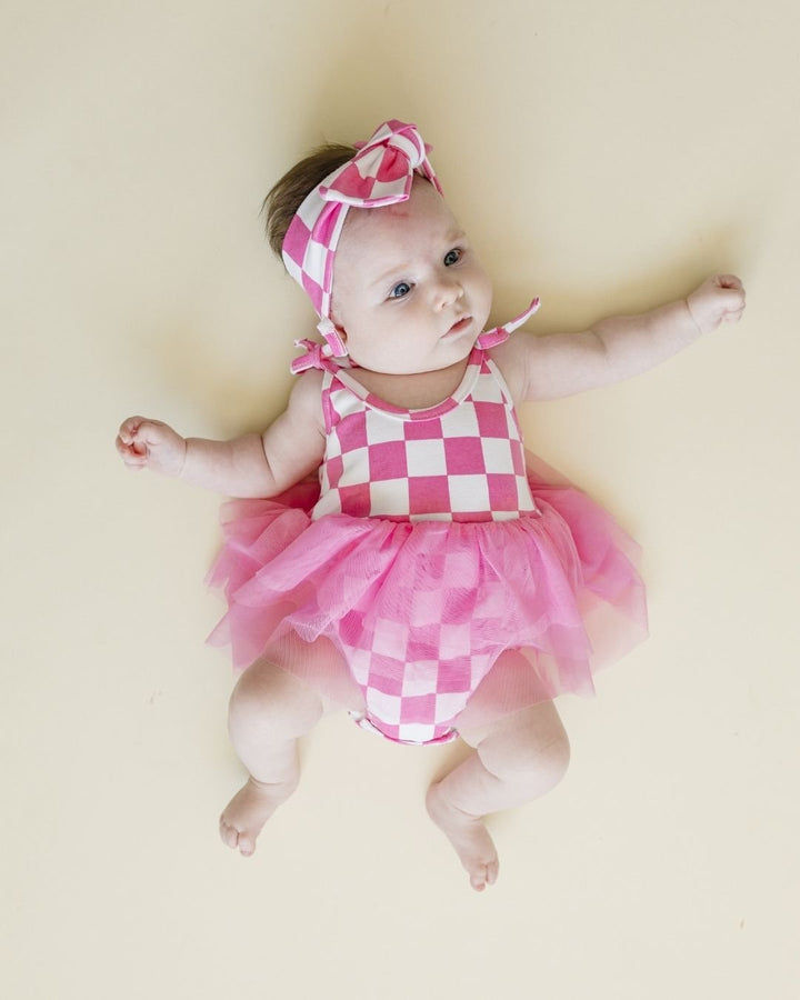 Checkered Headband | Bubble Gum - Headband - LUCKY PANDA KIDS