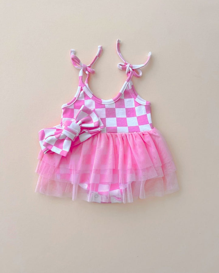 Checkered Headband | Bubble Gum - Headband - LUCKY PANDA KIDS