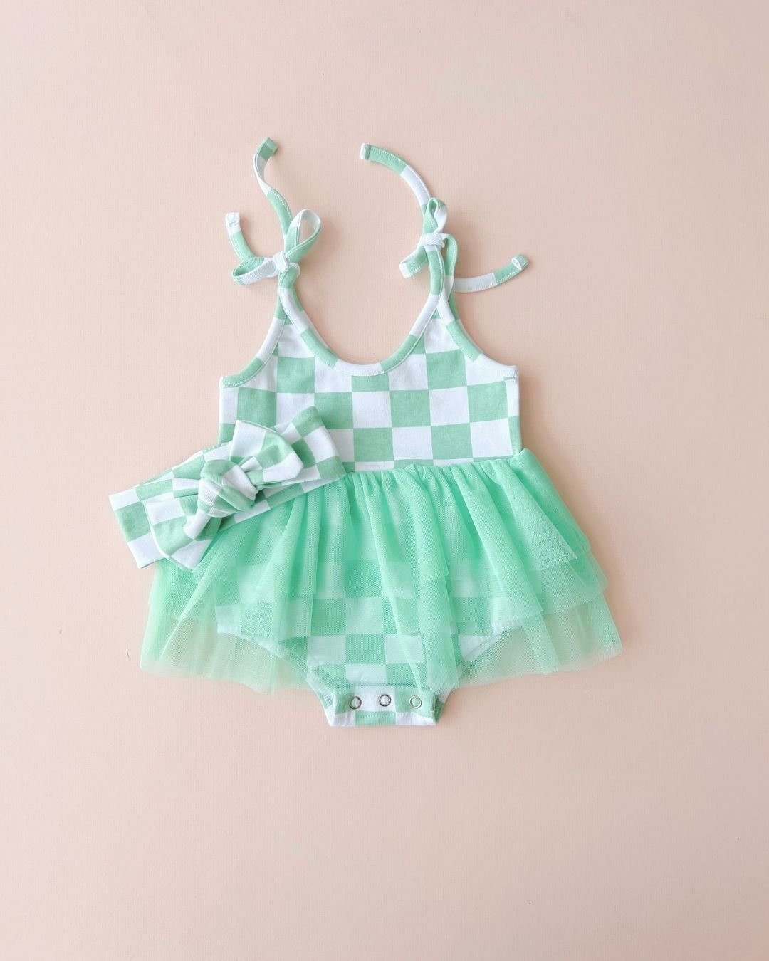 Checkered Headband | Mint - Headband - LUCKY PANDA KIDS