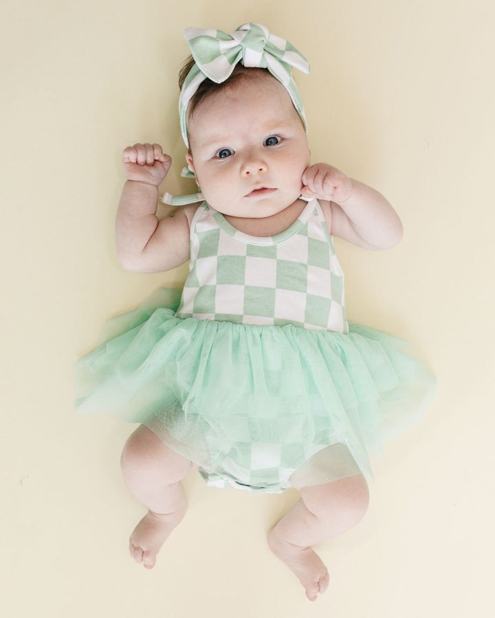 Checkered Headband | Mint - Headband - LUCKY PANDA KIDS