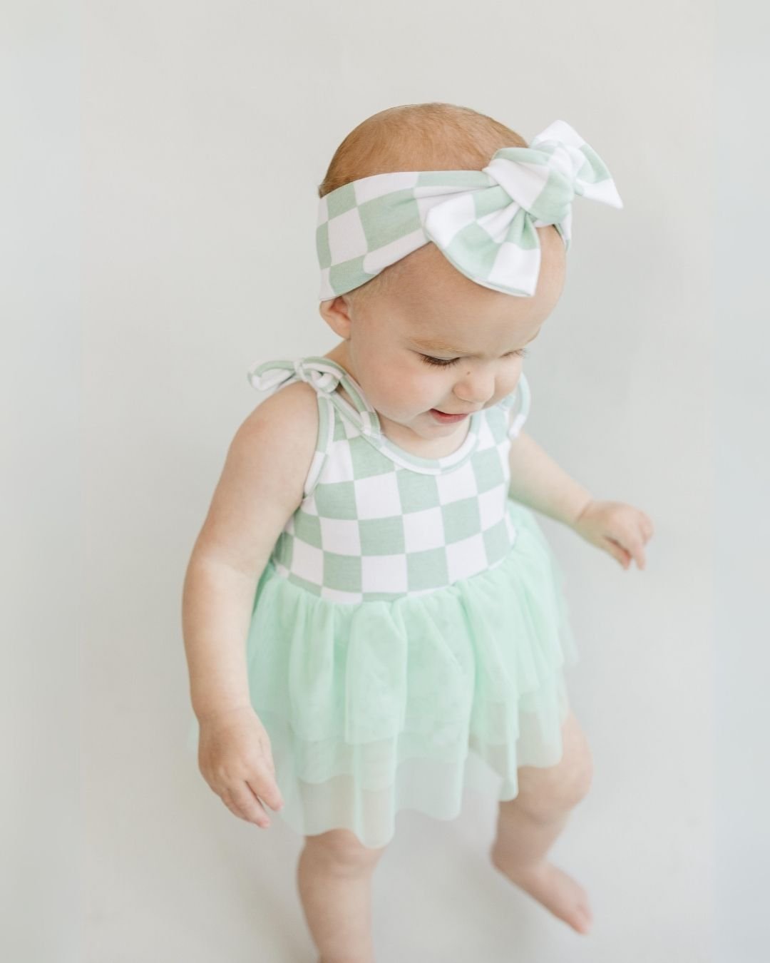 Checkered Headband | Mint - Headband - LUCKY PANDA KIDS