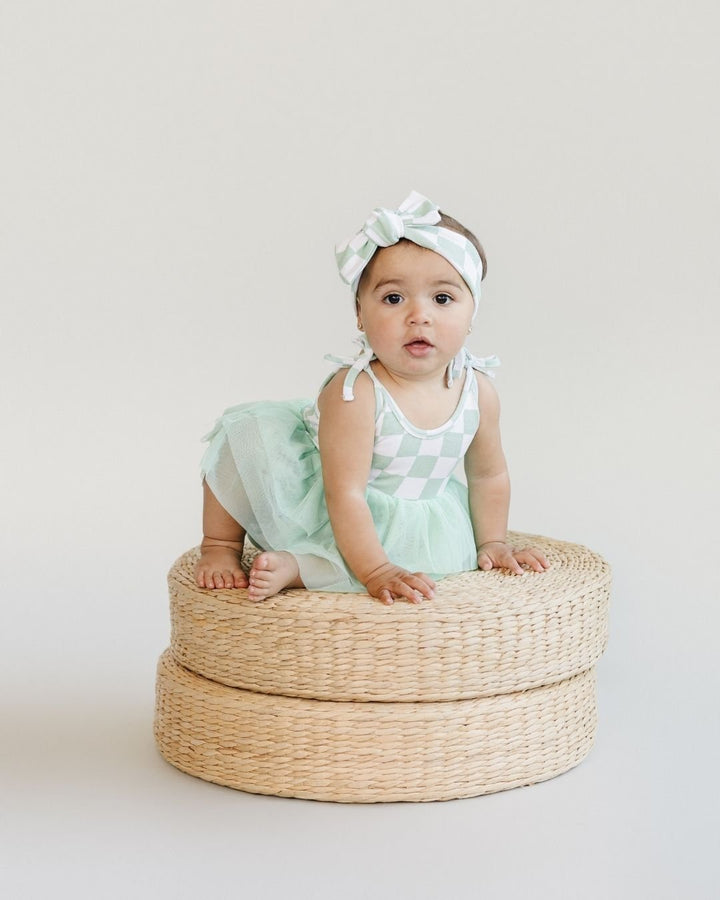 Checkered Headband | Mint - Headband - LUCKY PANDA KIDS