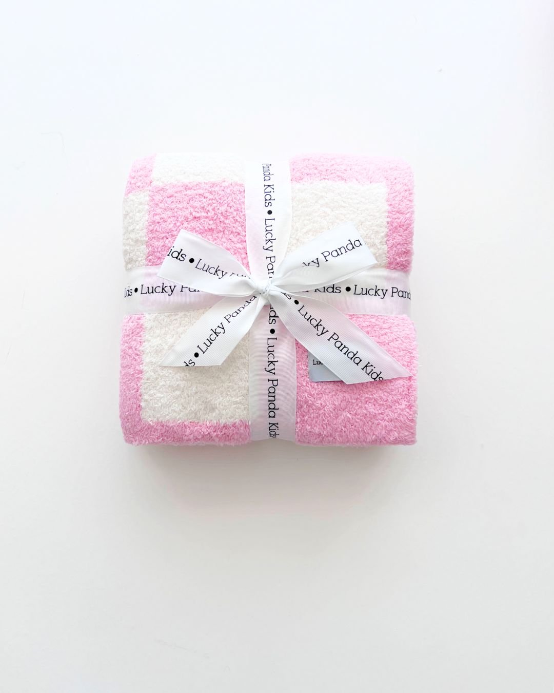 Checkered Plush Blanket | Pink - Plush Blanket - LUCKY PANDA KIDS