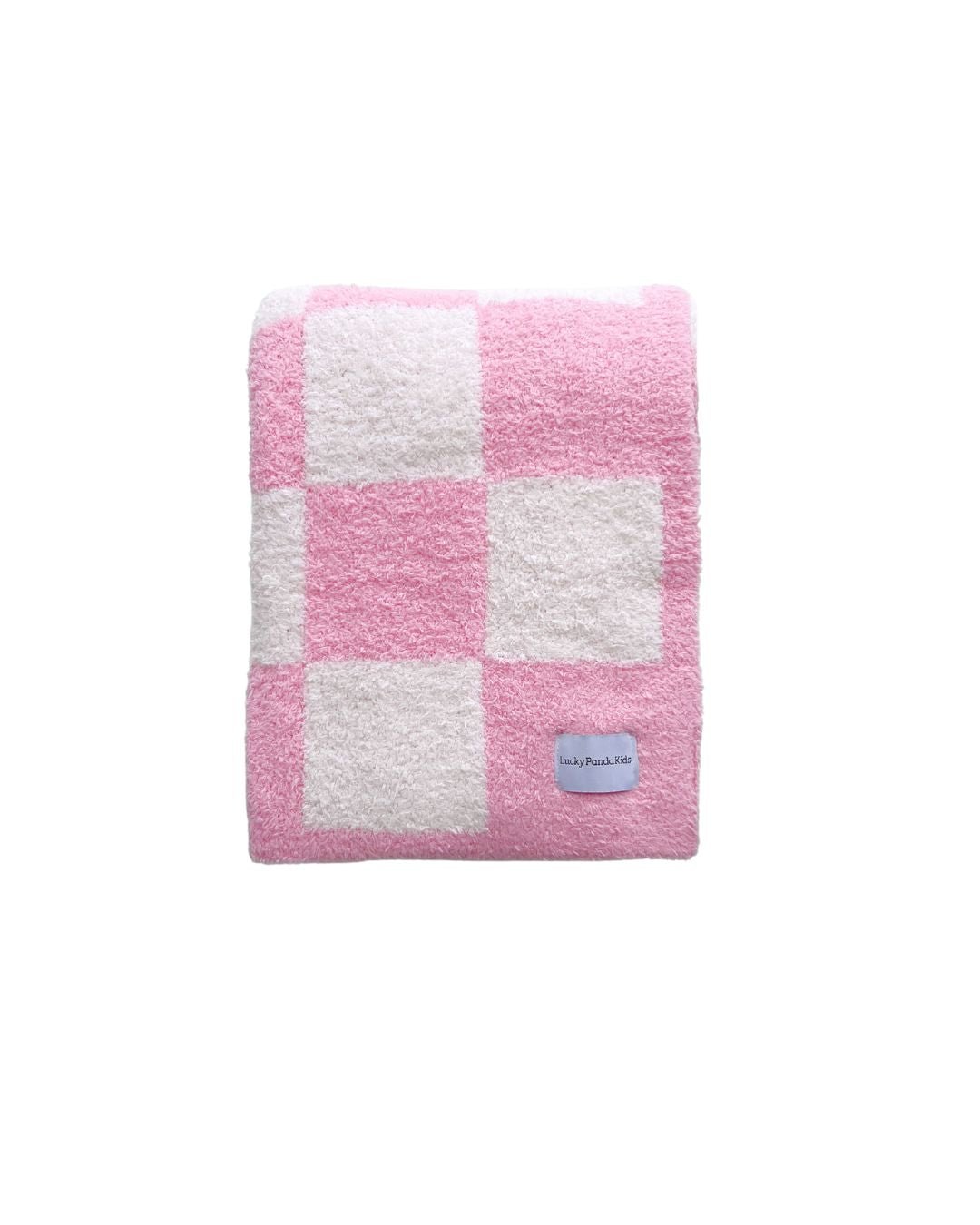 Checkered Plush Blanket | Pink - Plush Blanket - LUCKY PANDA KIDS