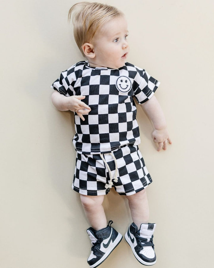 Checkered Shorts Set | Black - Shorts Set - LUCKY PANDA KIDS