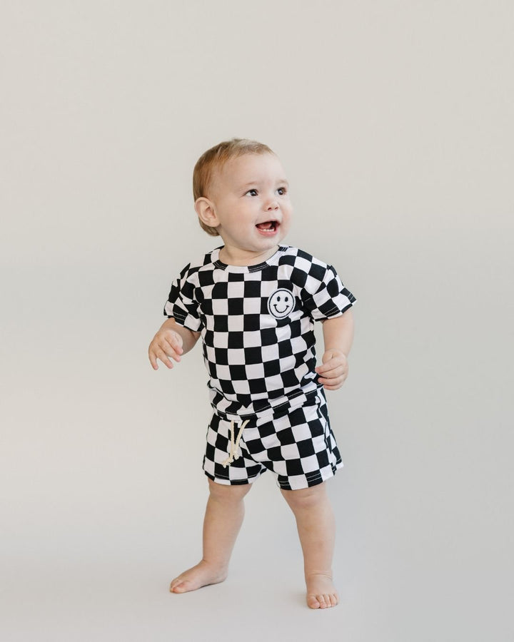 Checkered Shorts Set | Black - Shorts Set - LUCKY PANDA KIDS