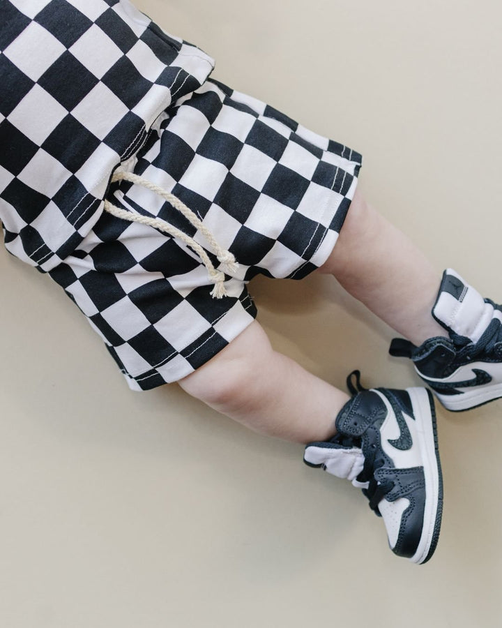 Checkered Shorts Set | Black - Shorts Set - LUCKY PANDA KIDS