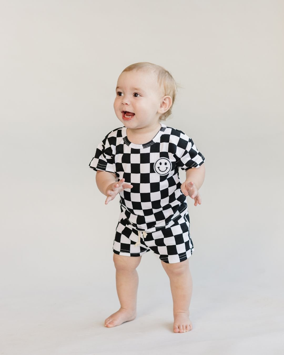 Checkered Shorts Set | Black - Shorts Set - LUCKY PANDA KIDS