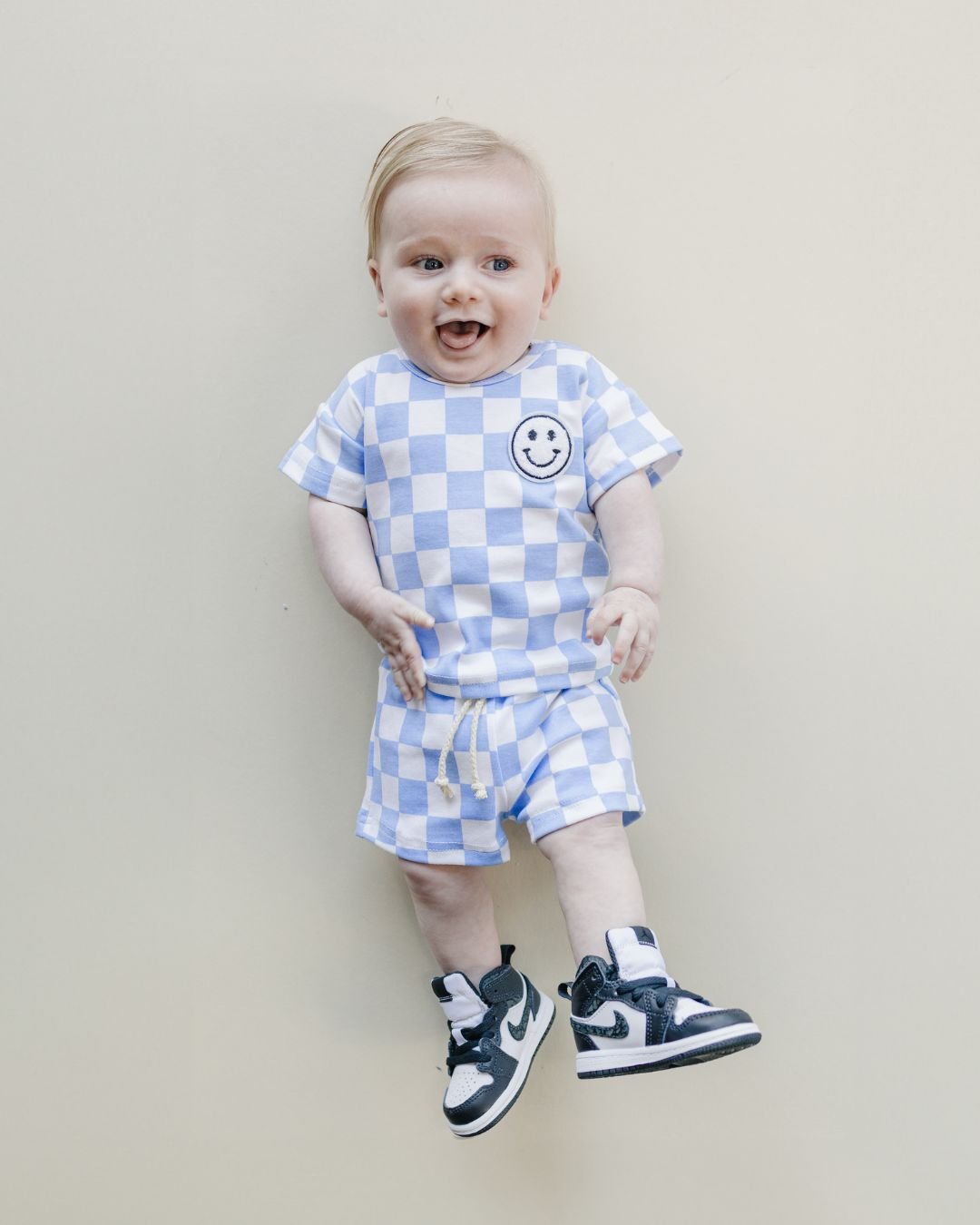 Checkered Shorts Set | Blue - Shorts Set - LUCKY PANDA KIDS