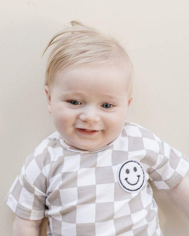 Checkered Shorts Set | Latte - Shorts Set - LUCKY PANDA KIDS