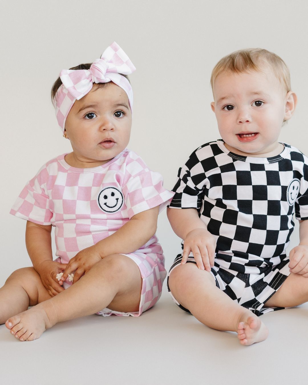 Checkered Shorts Set | Pink - Shorts Set - LUCKY PANDA KIDS