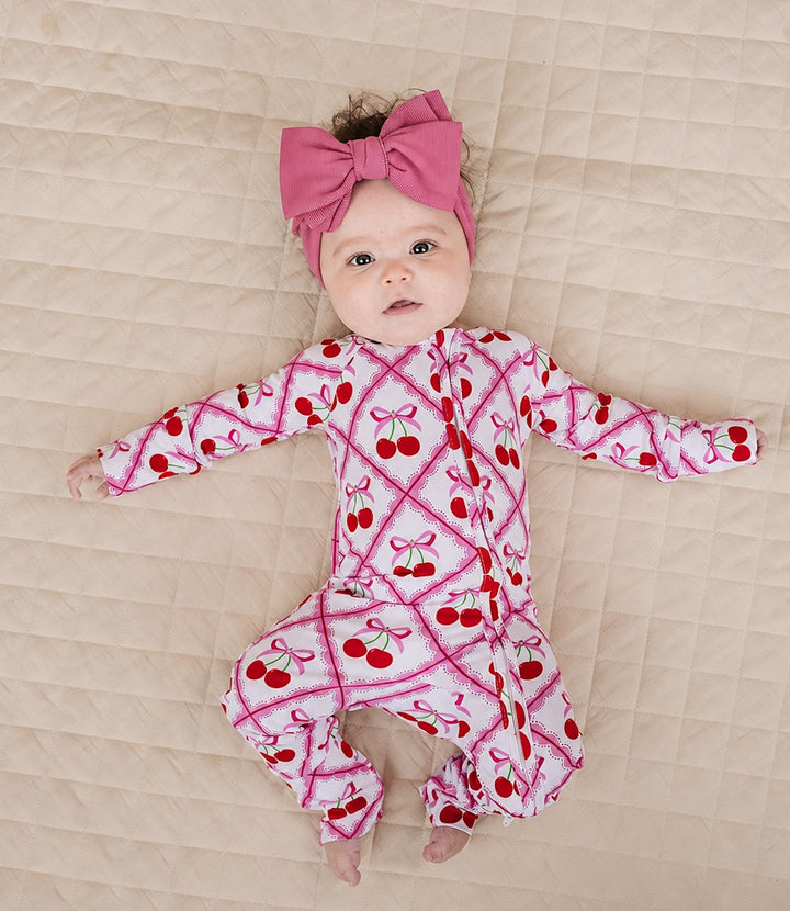 Bamboo Zip Romper | Cherry Bow