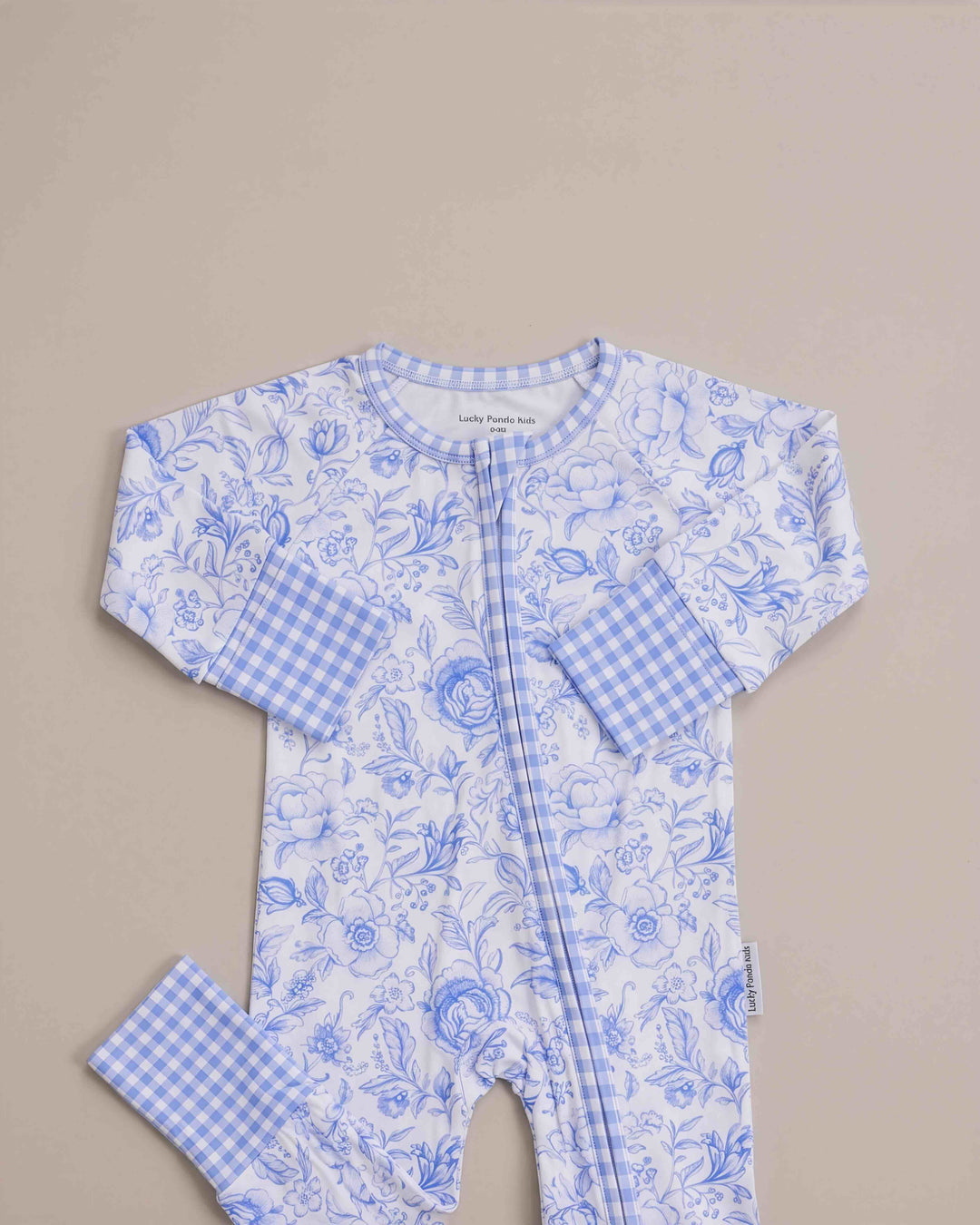 Bamboo Zip Romper | Blue Flowers