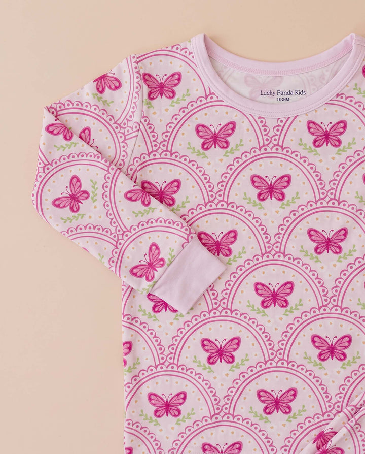 Bamboo Two Piece Set | Pink Butterfly