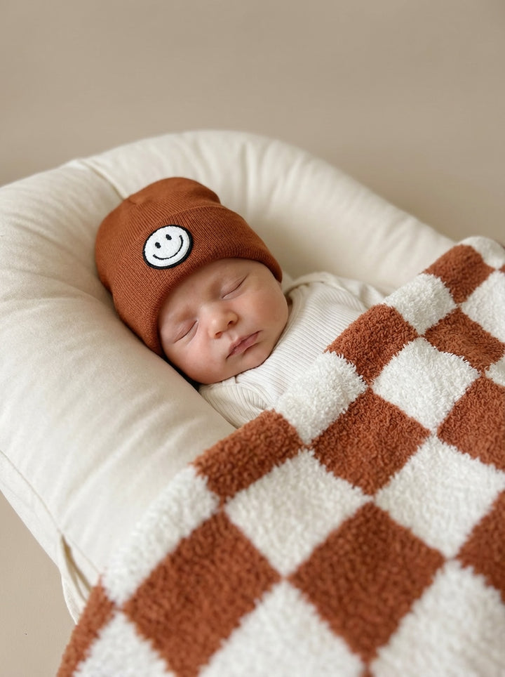 Checkered Plush Blanket | Copper