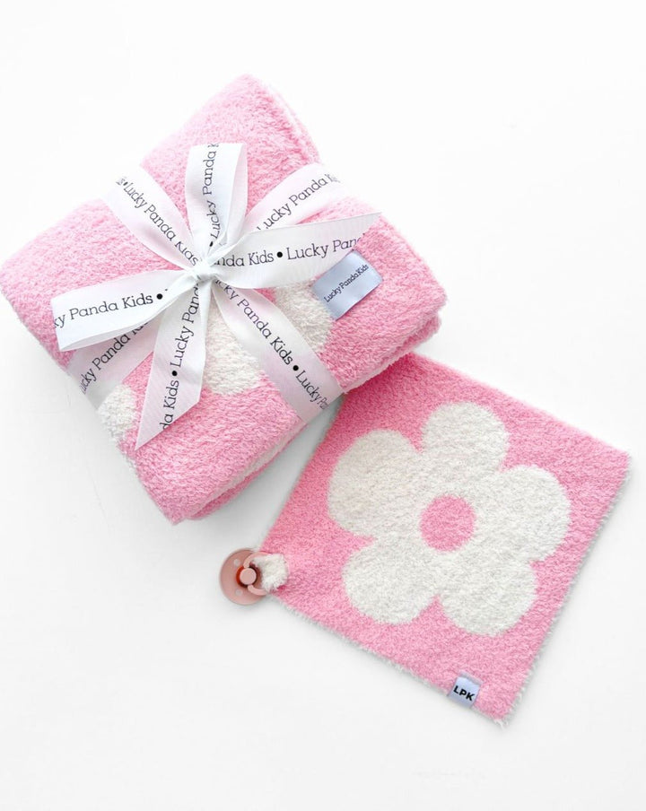 Daisy Plush Lovey | Pink - Plush Blanket - LUCKY PANDA KIDS