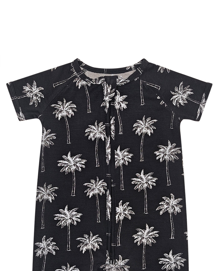 Bamboo Shorty Romper  | Palm Style Black