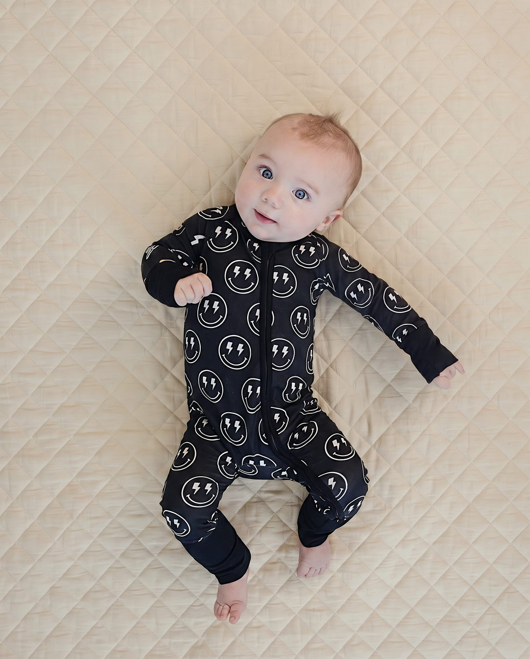 Bamboo Zip Romper | Electric Smiley