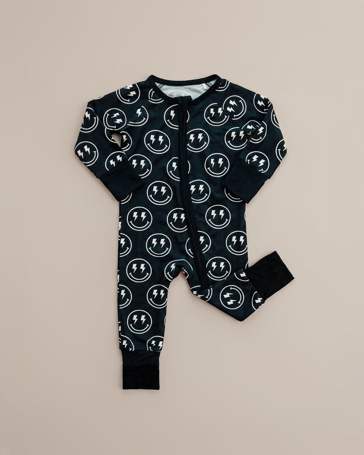 Bamboo Zip Romper | Electric Smiley