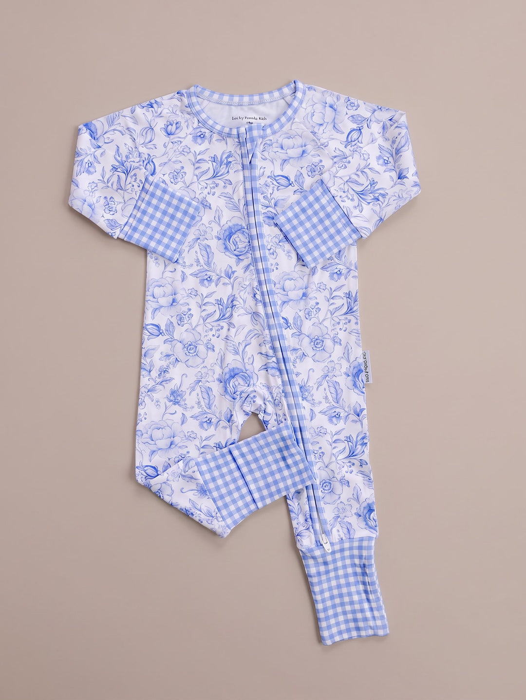 Bamboo Zip Romper | Blue Flowers