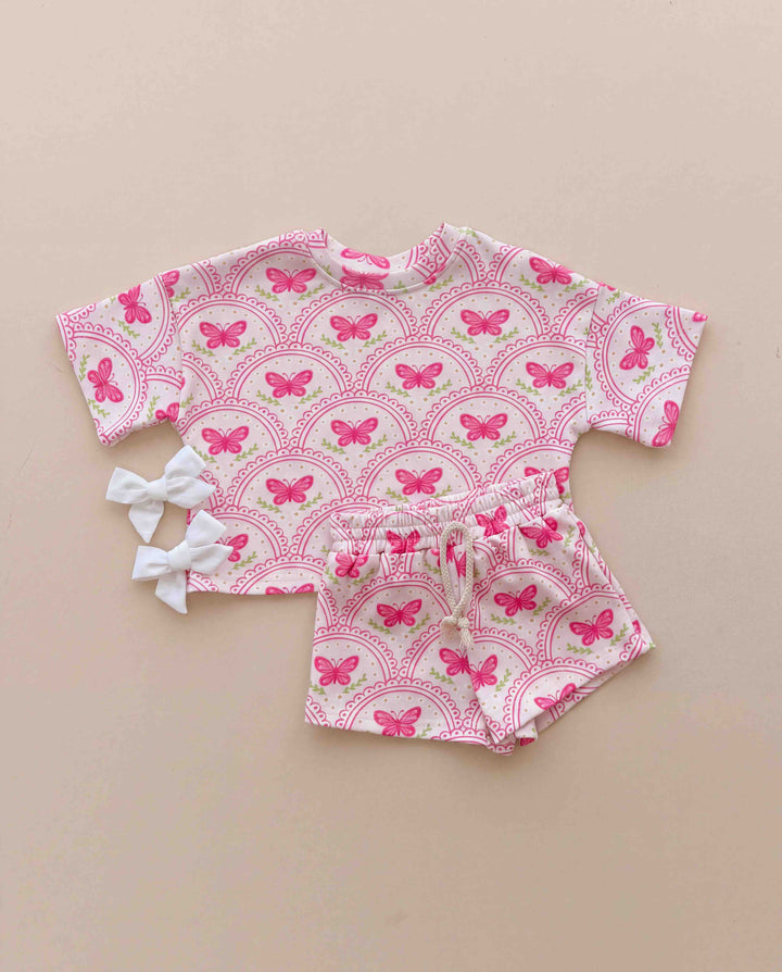Shorts Set | Pink Butterfly