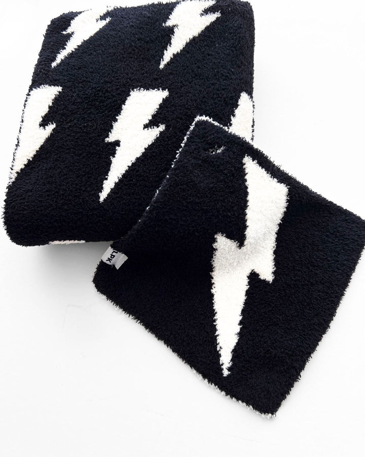 Lightning Bolt Plush Lovey | Black - Plush Blanket - LUCKY PANDA KIDS