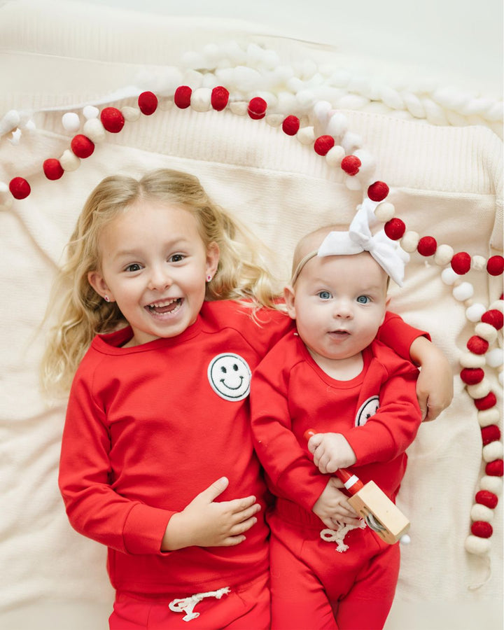 Lounge Set | Smiley Red - Lounge Set - LUCKY PANDA KIDS