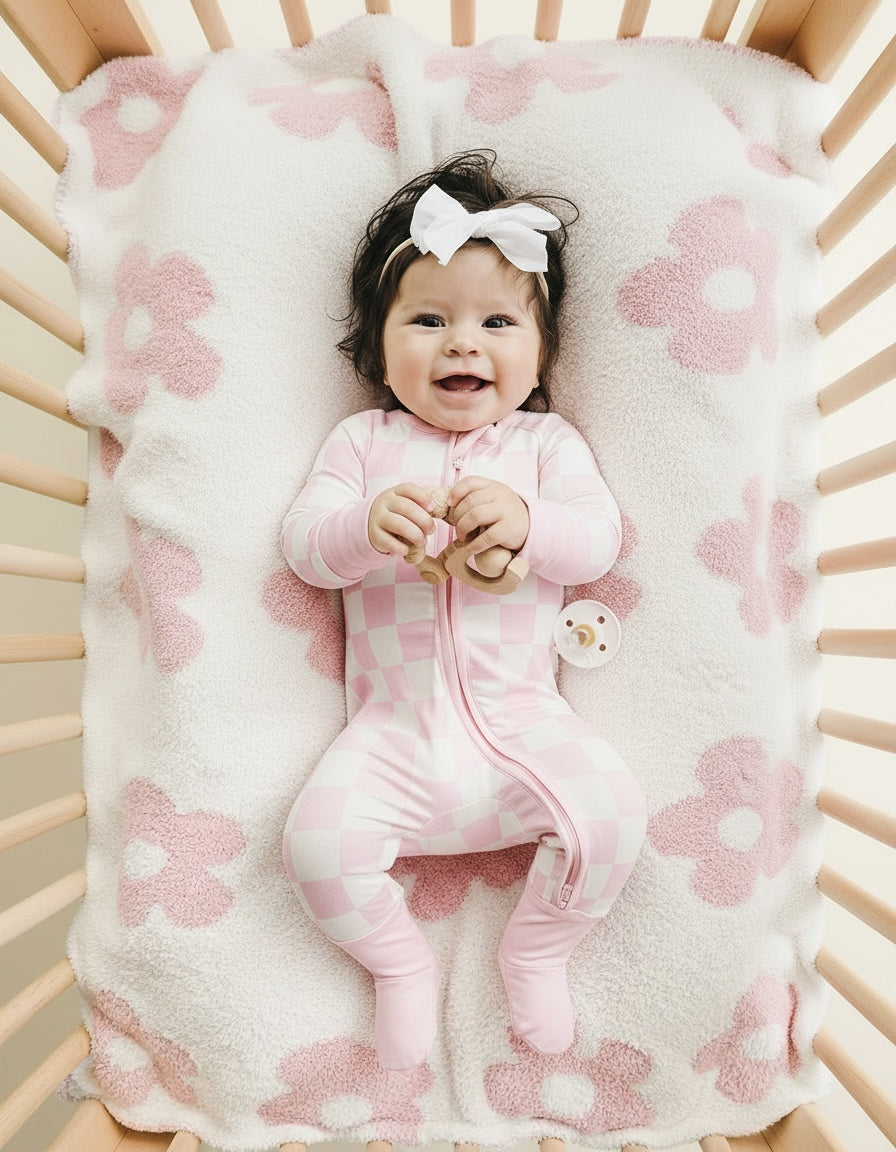 Daisy Fuzzy Blanket | Pink