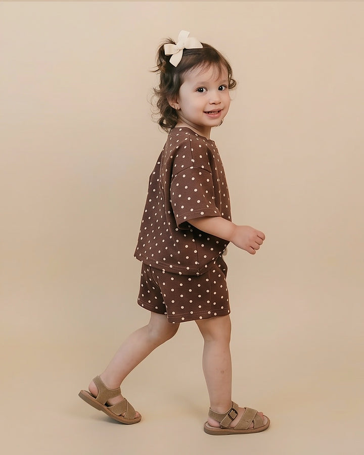 Shorts Set | Brown Polka Dots