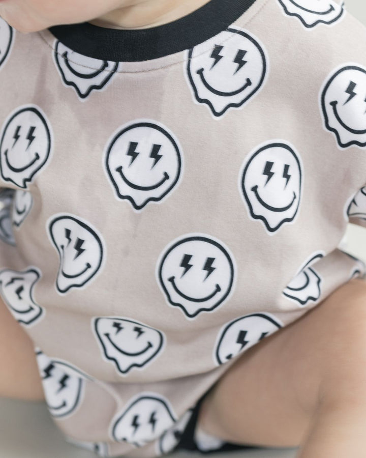 Short Sleeve Bubble Romper | Electric Drippy - LUCKY PANDA KIDS