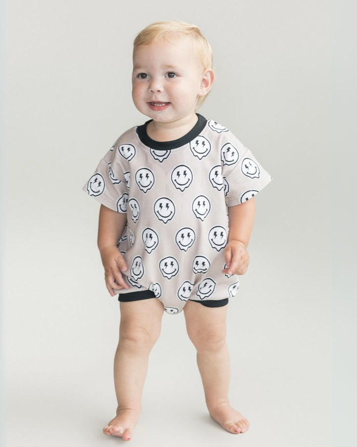 Short Sleeve Bubble Romper | Electric Drippy - LUCKY PANDA KIDS