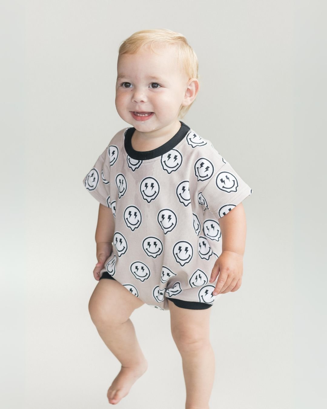 Short Sleeve Bubble Romper | Electric Drippy - LUCKY PANDA KIDS