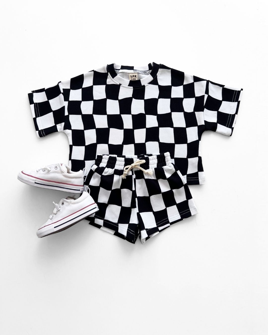 Shorts Set | Wavy Checkered - Shorts Set - LUCKY PANDA KIDS