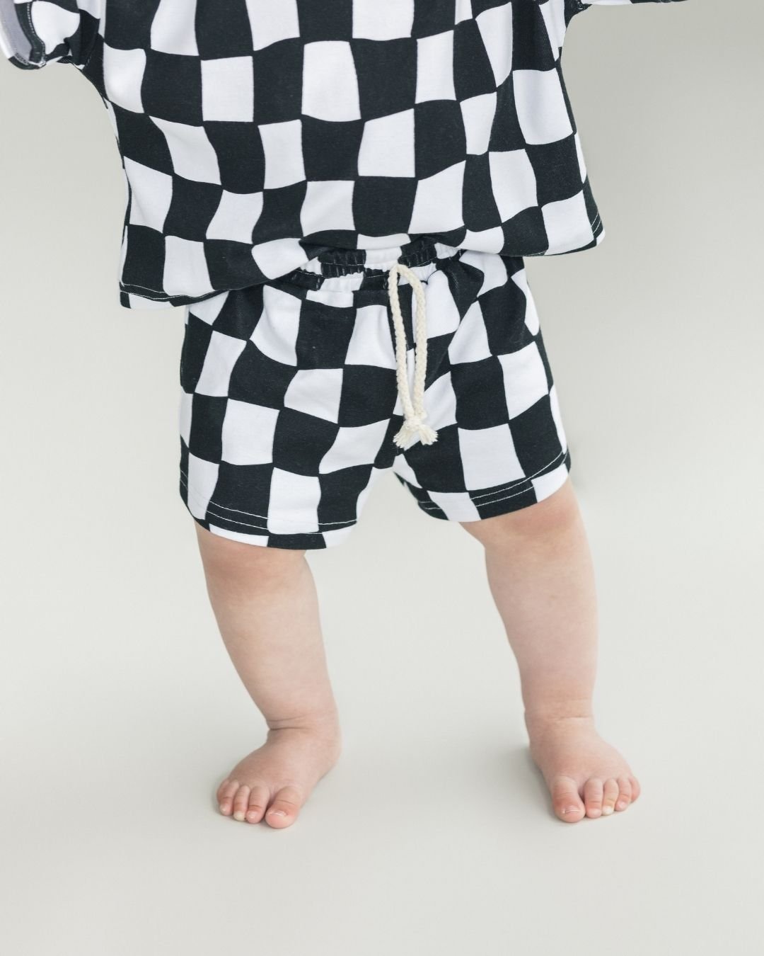 Shorts Set | Wavy Checkered - Shorts Set - LUCKY PANDA KIDS