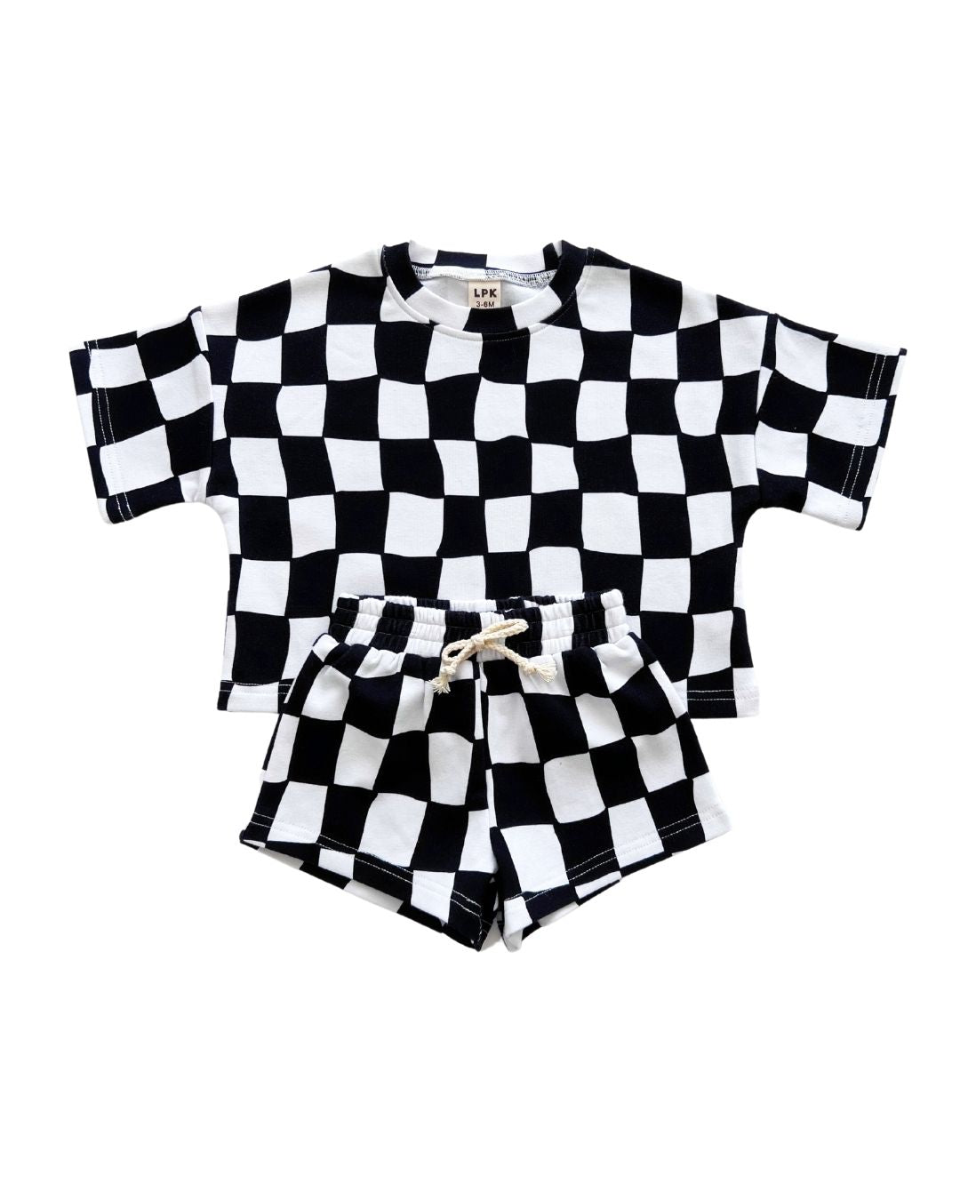 Shorts Set | Wavy Checkered - Shorts Set - LUCKY PANDA KIDS