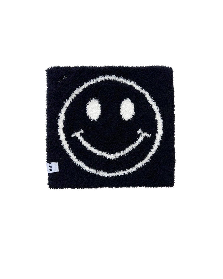 Smiley Plush Lovey | Black - Plush Blanket - LUCKY PANDA KIDS