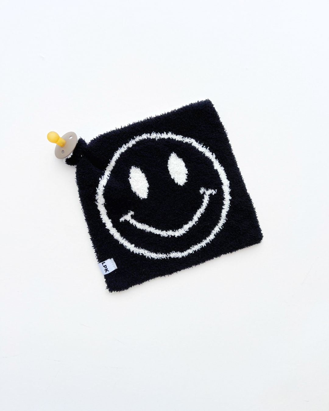 Smiley Plush Lovey | Black - Plush Blanket - LUCKY PANDA KIDS