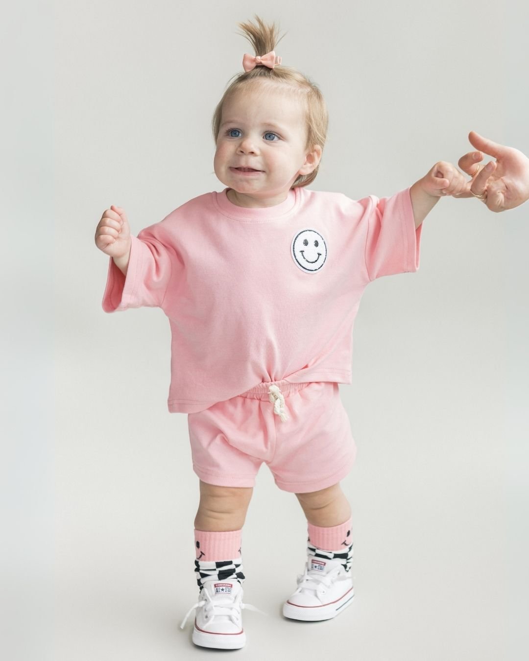 Smiley Shorts Set | Pink Peach - Shorts Set - LUCKY PANDA KIDS