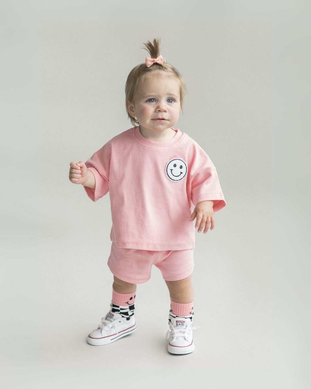 Smiley Shorts Set | Pink Peach - Shorts Set - LUCKY PANDA KIDS