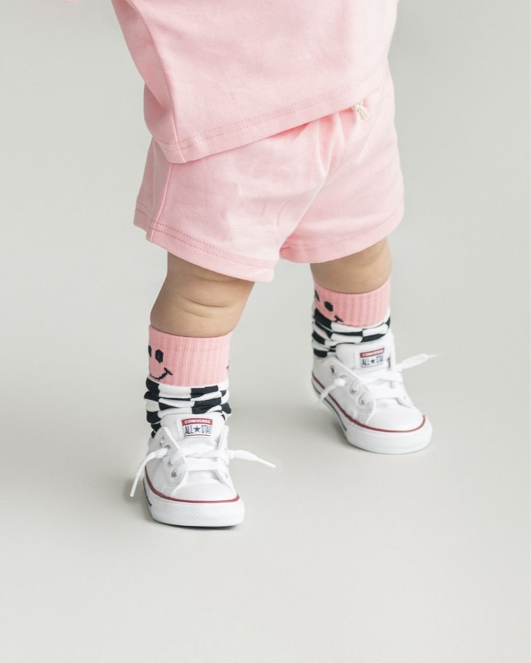 Smiley Shorts Set | Pink Peach - Shorts Set - LUCKY PANDA KIDS