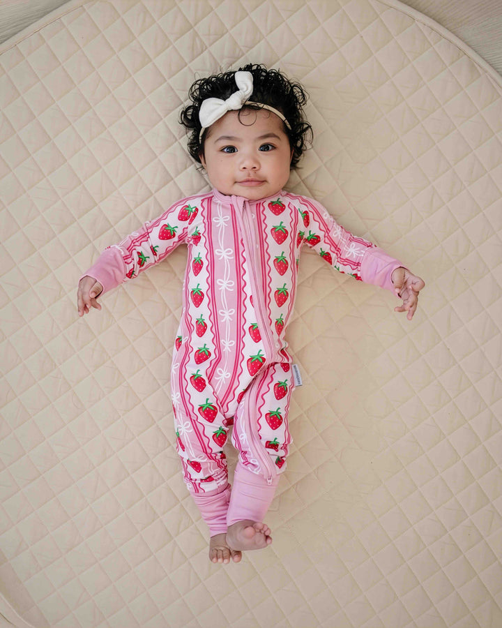 Bamboo Zip Romper | Strawberry