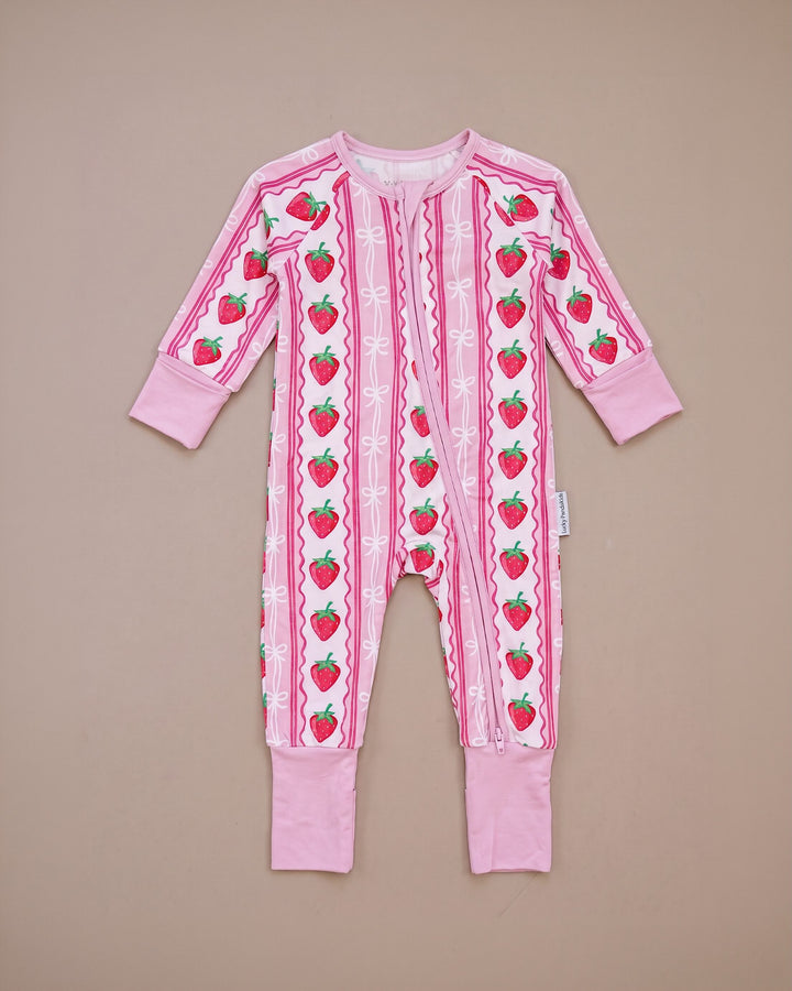 Bamboo Zip Romper | Strawberry