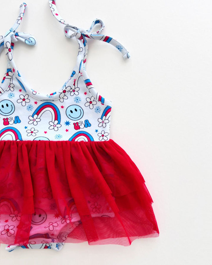 Tutu Romper | Little Miss USA - Romper - LUCKY PANDA KIDS