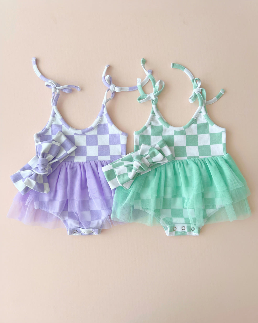 Tutu Romper | Checkered Mint