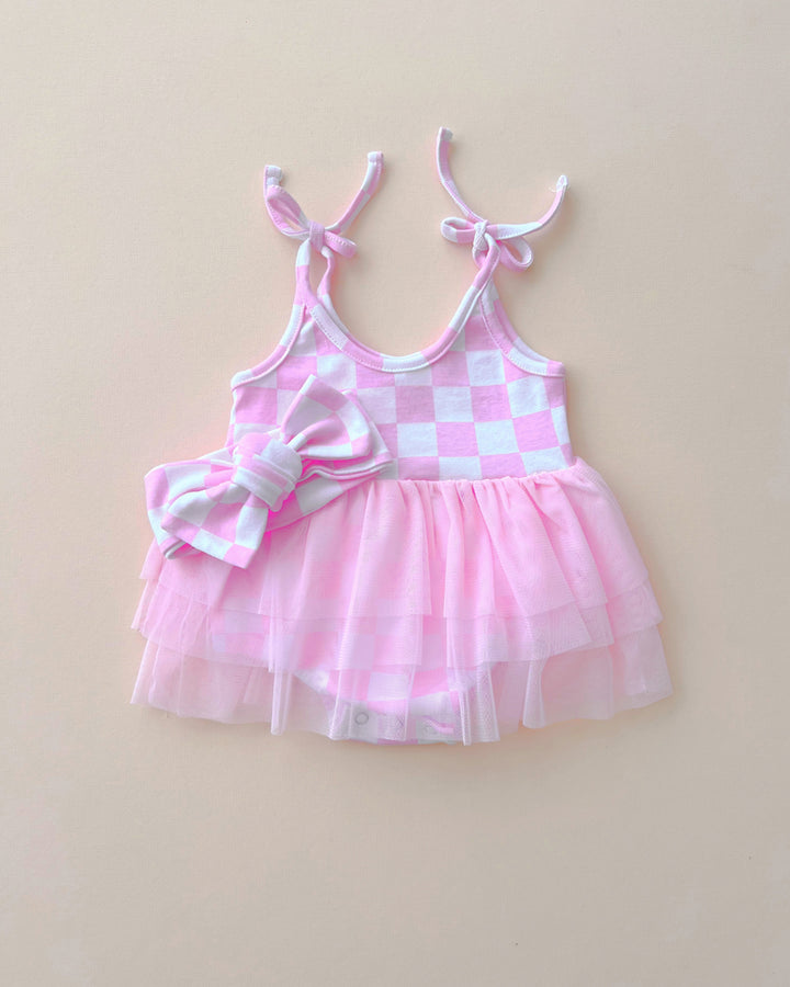 Tutu Romper | Checkered Pink