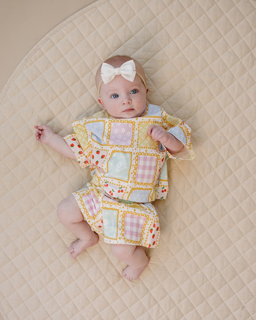 Sweet Patchwork Cotton Shorts Set — baby in patchwork-print summer two-piece, Lucky Panda Kids
